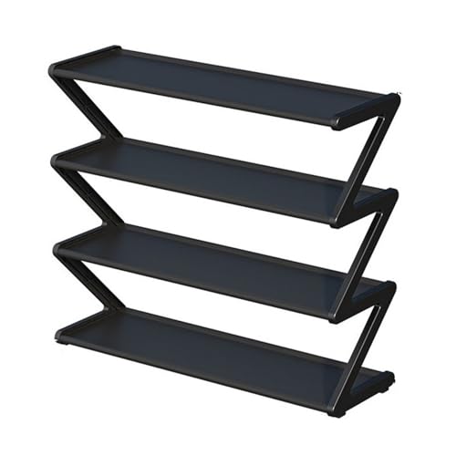 Étagère à chaussures étroite 4 niveaux pour petit espace noir