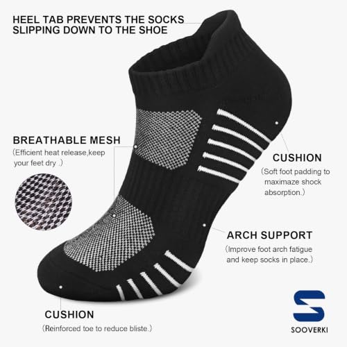 Image of Sooverki Copper Compression Socks Women and Men 6 Pairs - Circulation Arch Support Plantar Fasciitis Running Ankle Socks