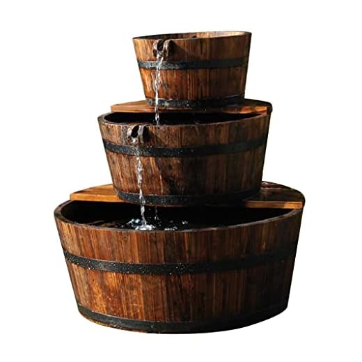 Ubbink Fuente de Cascada de Jardín Conjunto de 3 Barriles de Madera