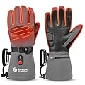 SAVIOR HEAT Heated Gloves for Men Heated Ski Gloves 10h Warm 7.4V 3000mAh Battery Thick Lining Waterproof Goatskin Palm Anti Loss Lanyard Outdoor Skiing Snowboarding for Winter (Grey, Medium)