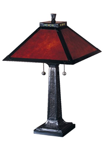 Dale Tiffany TT100174 Tiffany Two Light Table Lamp from Camelot Collection Dark Finish, 15.00 inches, Mica Bronze