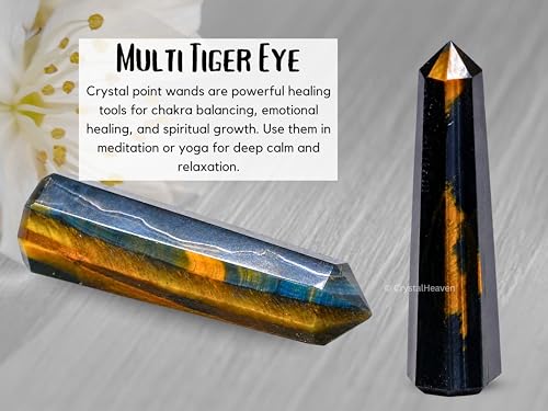Image of Crystal Heaven Certified Multi Tiger Eye Crystal Tower Obelisk Point For Chakra, Healing & Balancing-Aaa Grade Original Certified Gemstone Agate For Reiki Meditation Yoga Spiritual (3-4 Inches)