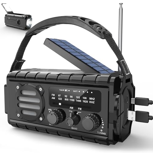 MILFECH 20000mAh Solar Radio, AM/FM Kurbelradio Tragbar Dynamo...