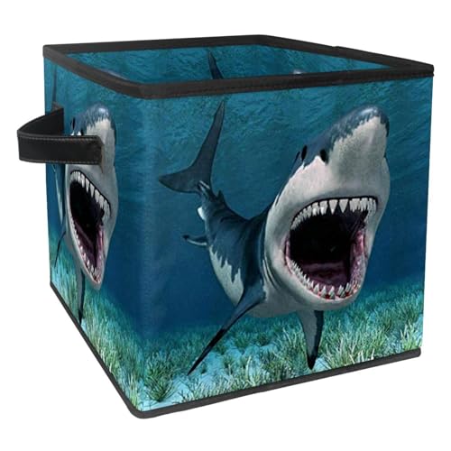 Boîte de rangement pliable tissu cube placard chambre maison requin - 2