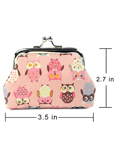 Popuct Women's Owl Coin Purse Mini Kiss Lock Wallet(D/4Pcs/9Cm7Cm) #TOP5