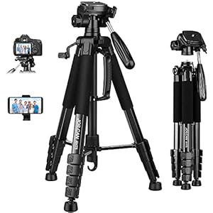 JOILCAN Kamera Stativ, 187cm Aluminium Leichte Dreibeinstativ für Canon Nikon DSLR mit Abnehmbar 3-Wege-Kopf, Tragbares…