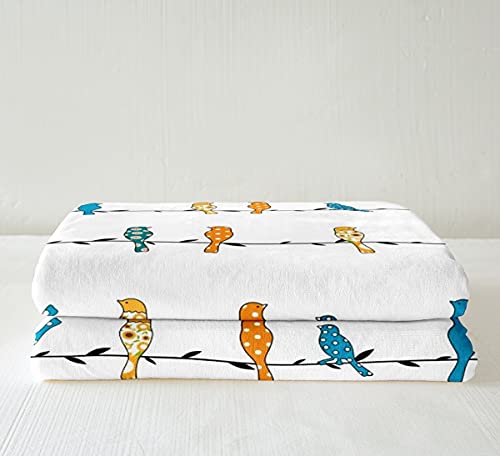 Birds Girls Blanket For Adult Women Boho Floral Animal Print Throw Blanket,Dorm Decorations For College Girls Boys Teens Bohemian Nature Birds Decor Rural Style Sherpa Throw Blanket, Queen Size #TOP1