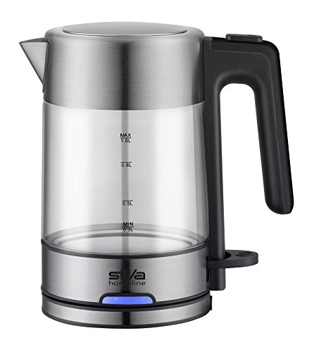 Silva-Homeline KL-G 2002 Glazen waterkoker, 2.200 W, 1 l, bedrijfsverlichting, 360 ° C central cordless systeem, Inox
