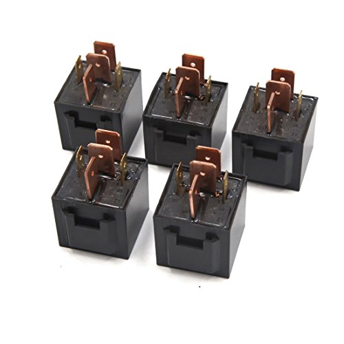 Relais de puissance DC 12V 80A 4 bornes SPDT de voiture noir en lot de 5 pièces