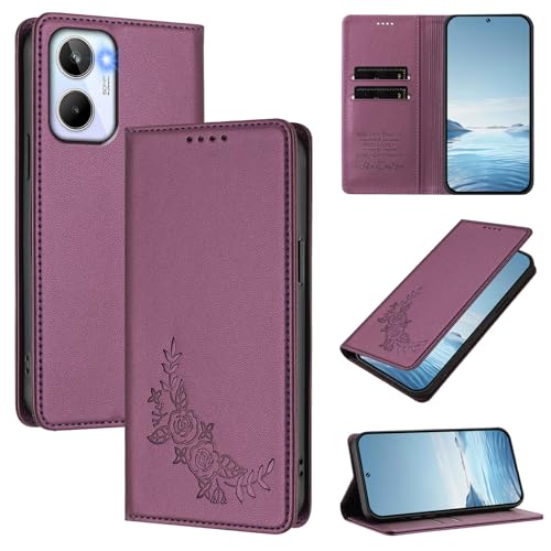 �X�}�z�P�[�X �Ή��@�� for Realme 10 4G�yRFID�u���b�N�z�y�J�[�h�z���_�[�t�����z �}�O�l�b�g�J�� �X�^���h�@�\�t���z�X�}�z�P�[�X Violet