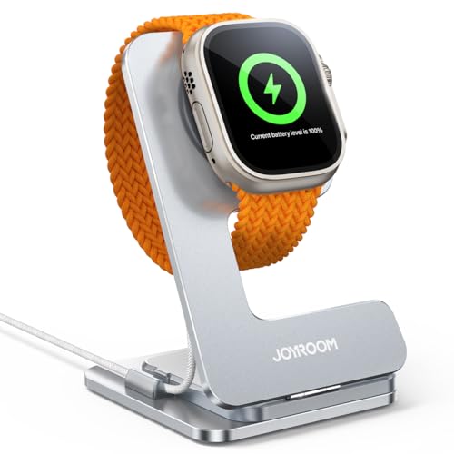 JOYROOM Estación de Carga para Apple Watch S11, Soporte Plegable para Estación de Carga para Apple Watch Series 11/10/9/8/7/6/5/SE3/SE2/Ultra 3 38mm/40mm/41mm/42mm/44mm/45mm/46mm/49mm - Plata