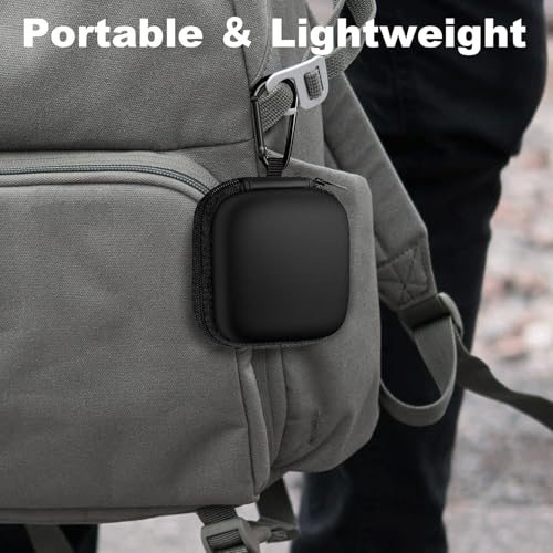 Woyinger Square Earbud Case Portable EVA Storage Bag Cell Phone Accessories Organizer with Carabiner for Wired/Wireless Earphone, Earbud, Earpieces, SD Memory Card, Camera Chips, Tech Pouch, Black