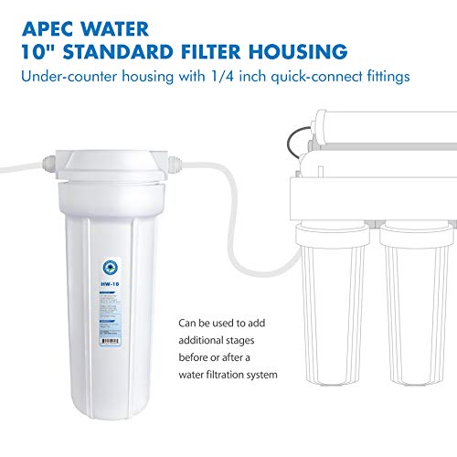 APEC Water Systems HW-10-A 10" White Standard Filter Housing with 1/4" John Guest Fittings (HW-10)