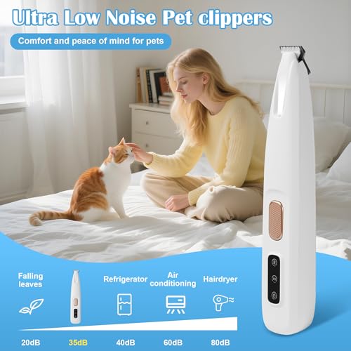 Haustierhaarschneider mit LED-Licht,PawTrim Pro Leise,Kabellos Haustier Rasierer Mit USB,Wiederaufladbar Pfotentrimmer,Wasserdichter,für Reparatur Hund, Katze, Füße, Ohren, Gesicht (F5-01)