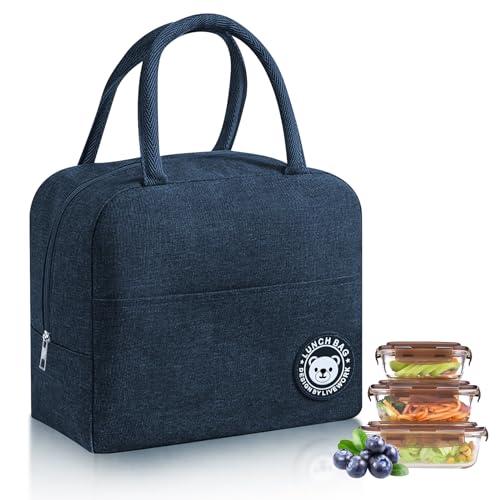 LWMTT Bolsa Termica Porta Alimentos,Nevera Portatil Pequeña Antifugas,Lunch Box Impermeable, Hermética e Isotérmica, Porta Fiambrera de Gran Capacidad,Bolsa Térmica para Almuerzo, Oficina (Azul)