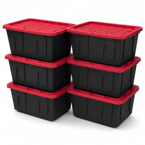 Image of (6-Pack) 27 Gal Stackable Storage Bins with Locking Lids, Garage & Basement