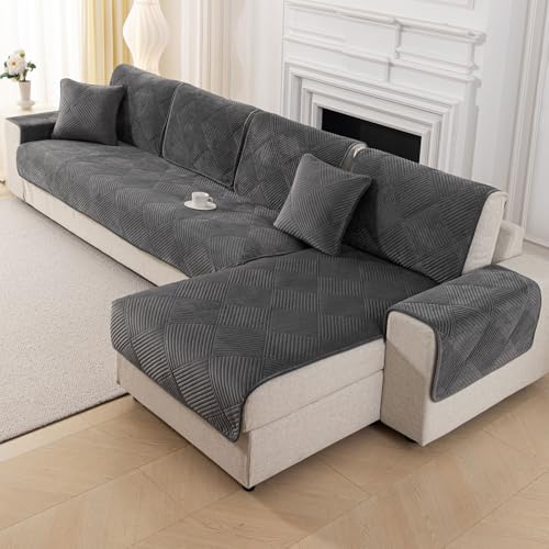QHAIYYBF Sofabezug rutschfeste Couch überzug Sofadecke,Sofaschutz 1/2/3/4 Sitzer L Sofakissen Neue Universelle rutschfeste Sofa Überwurf,Solide Strukturierte Ultra Stretch Sofa Überzug für Wohnzimmer