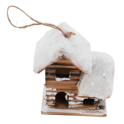 DIYEAH Casitas de madeira com LED para Natal ornamentos miniatura com neve para árvore e decoração interior de inverno iluminação quente para centro de mesa e prateleiras