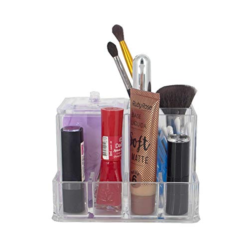 Organizador Porta Maquiagem Cotonete Acrílico - 07 Divisões
