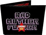 BMF Wallet Pink Embroidery Black Leather