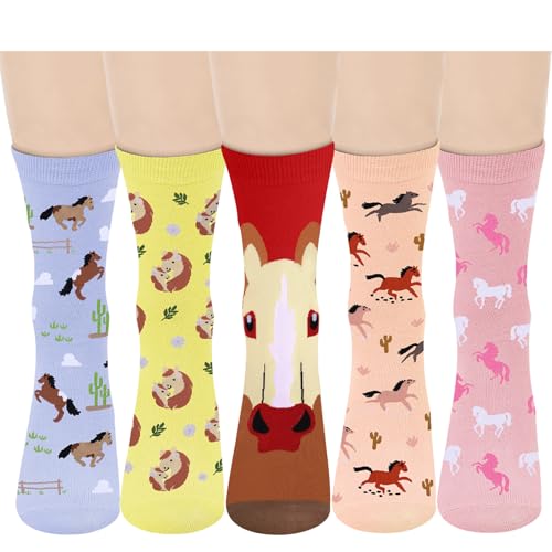 AGRIMONY Pferde Socken für Frauen Mädchen Damen Freundin - Pferd Lustige Geburtstagsgeschenke Baumwolle Bunte Mit Motiv Socken - Muttertagsgeschenk Ostern Geschenke Weihnachtsgeschenke