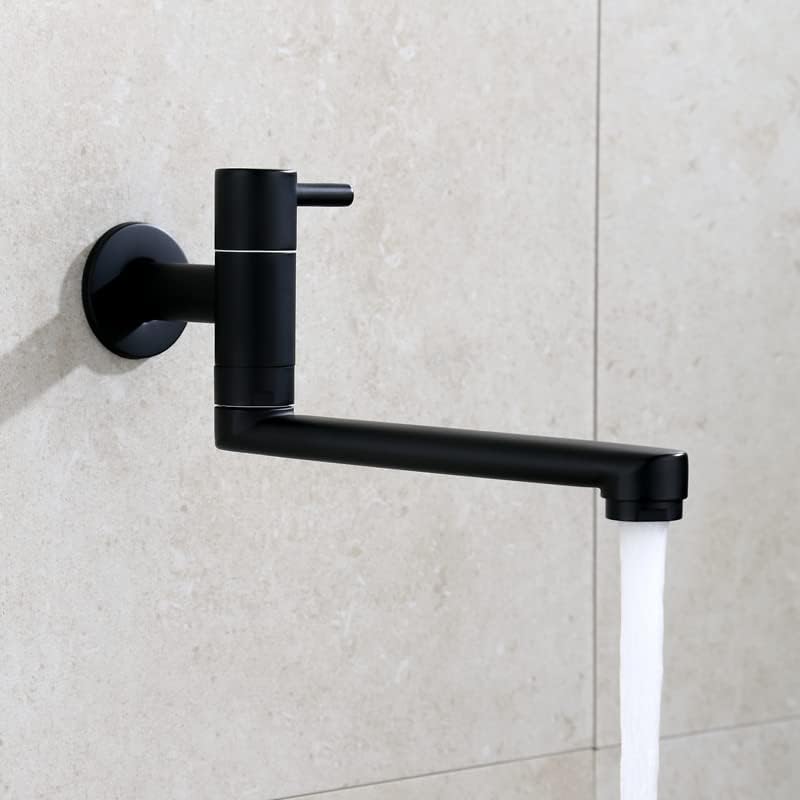 stainless steel faucet water cooling single lead faucet balcony single cold water faucet (black)