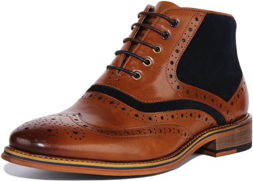 Justin Reece JUSTINREESS England Hawkin Bottines richelieu en daim pour homme Design élégant avec ajustement confortable, Marron, bleu., 45 EU (EU 45)