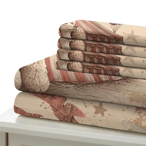 Parure de lit chien de cirque vintage microfibre pour lit single