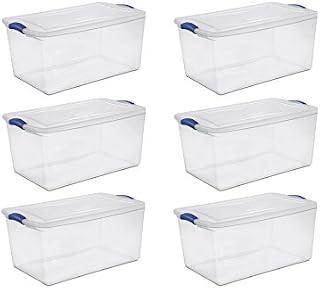 Sterilite 66 Qt./62 L Latch Box, Stadium Blue - 6 Pack