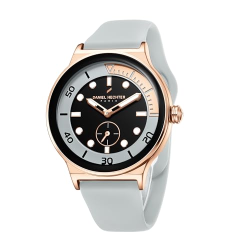 Image of Daniel Hechter Paris Auber Collection Analog Quartz Watch for Men with Round Gloss Dial, Small Seconds Sub-Dial & Silicone Strap