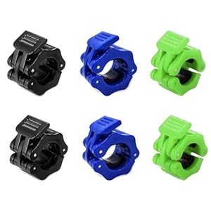 JSUOEO 6 PCS Barbell Clips, 1 Inch/2.5CM Non-Slip Quick Release Barbell Collars Weight Bar Clamps Clips Weightlifting Training Locks Clamp (3 colors)