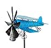 Produktbild DanDiBo Gartenstecker Metall Flugzeug XL 160 cm Doppeldecker Blau 96099 Windspiel Windrad Wetterfest Gartendeko Garten Gartenstab Bodenstecker