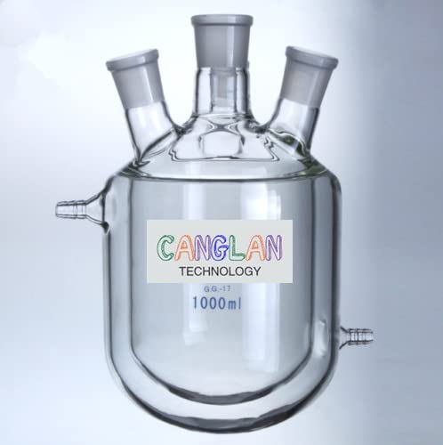 4-Necks Glass Jacketed Flask Reactor Vessel Double Layer 1000ml