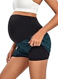 V VOCNI Maternity Ice Silk Shorts Cooling Workout Running Shorts 2 in 1 Athletic Yoga Sport Shorts E