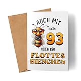 Kiddle-Design Personalisierte Geburtstagskarte 93. Geburtstag - Flottes Bienchen ist 93-93ter Geburtstag Lustige Karte Frau Frauen - Faltkarte inkl. Umschlag