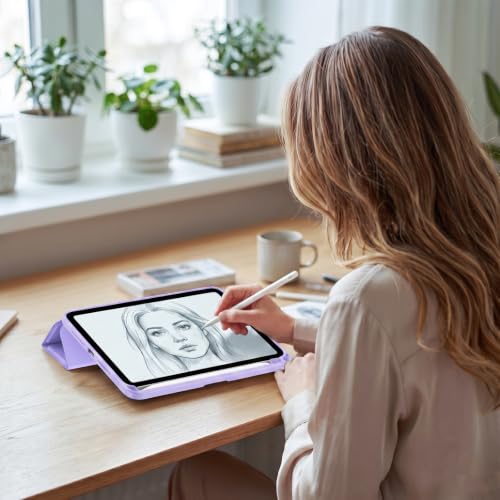 Image of ProCase Smart Case for iPad mini 7 A17 Pro 2024 /Mini 6 2021 8.3-Lightpurple | Slim iPad Mini 7th /6th Gen Case with Pencil Holder Hard Back Cover for iPad Mini 8.3 Inch 7th Gen /6th Gen