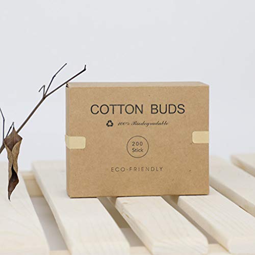 2 caixas Exceart 200 peças de cotonetes de algodão de bambu com duas pontas de algodão orgânico apli