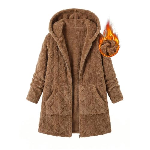 YRAETENM Fleece Jacket Women Lightweight Casual Zip Up Hooded Warm Coats - image 4