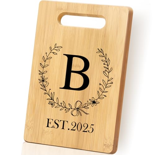 Personalized Cutting Board, Monogrammed Wedding Gift for Couple Newlywed 2025, Initial Birthday Gifts for Women, Gift for Bridal Shower Wedding Shower Engagement Anniversary Housewarming(Letter-B)