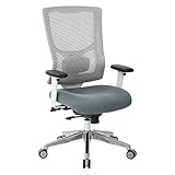 Office Star ProGrid Mesh Mid Back Task Chair, White and Grey