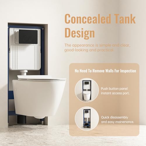 MEJE #038A In-Wall Toilet Tank Carrier with Matt Black color Dual-Flush Actuator Plate