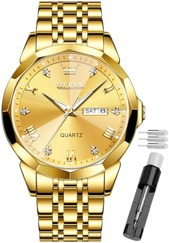 OLEVS Male Wrist Watches,Quartz Business Stainless Steel Waterproof Luminous Watches Luxury