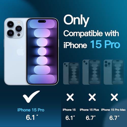 Image of Casodon Designed for iPhone 15 Pro Tempered Glass Screen Protector Guard (Black) Full Screen Coverage with Easy Installation Kit