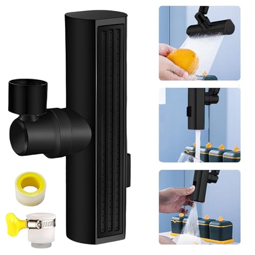 Extension Grifo,Grifo Cocina Extensor Universal Difusor Grifo Lavabo 360° Grifo Giratorio Aireador Grifo Splash Filter Faucet Latón Extensor Grifo Multifuncional (Negro)