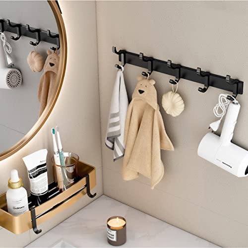 Coat Hooks Wall Mounted, Heavy Duty Coat Rack Wall Mount With 5 Sliding Hooks , Wall Hooks For Hanging Coats Hat Bags, Matte Black (5 Hooks) #TOP2