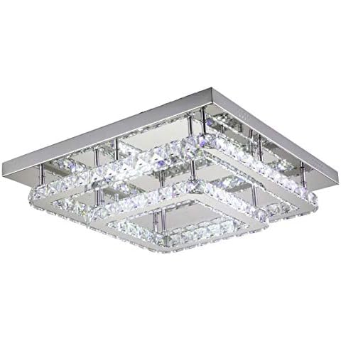 Dimmable Led Ceiling lamp Crystal Light Chandelier Warm Neutral Cool White + RC 40x40cm Lewima Ohmerus Cover
