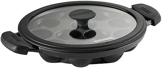 Tramontina Utsava Pre-Seasoned Cast Iron 12-Hole Appam Pan | Appe Pan with Lid, Great for Paniyaram, Takoyaki and more