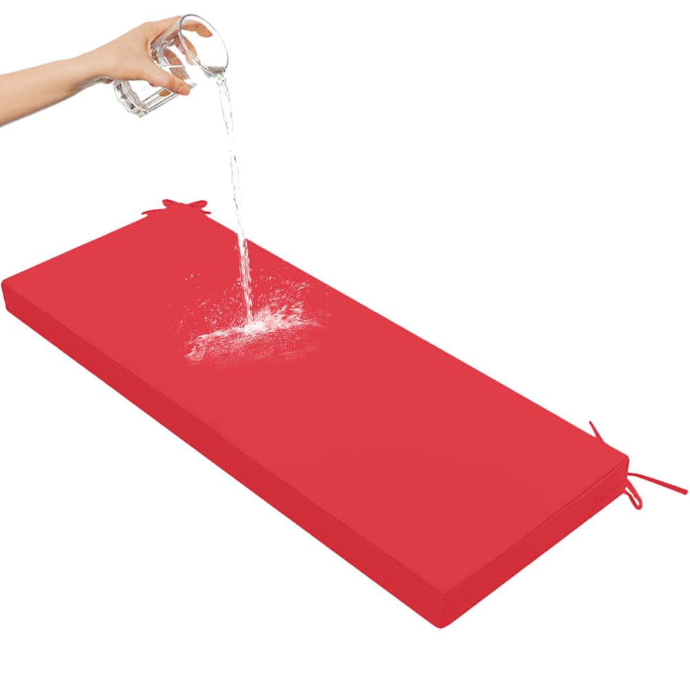 Coussin de banc imperméable rouge antidérapant et entièrement lavable