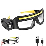 JORMIX 1 Pack LED Glasses Rechargeable Headlight Glasses with Motion Sensor & Touch Control, 5 Modes USB C Light Up Glasses for Running Camping Fishing Cycling Hiking Hands Free Lighted Eyewear