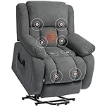 HOMCOM Poltrona Elettrica Alzapersona Reclinabile 150°, Poltrona Relax Elettrica in Tessuto per Anziani con 8 Punti Massaggio, Riscaldata, Porta USB, Telecomandi, Poggiapiedi, Tasche Laterali, Grigio